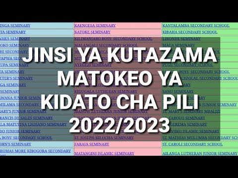 Tazama hapa Matokeo ya FORM TWO 20222023 jinsi ya Kutazama