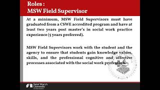 MSW Supervisor Orientation Part 2