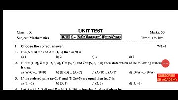 10th std  maths unit 1 test question paper relations and functions English medium
