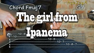 Video thumbnail of "The girl from Ipanema - instrumental - Tabs Chords, レッスン, como tocar, табулатуры"