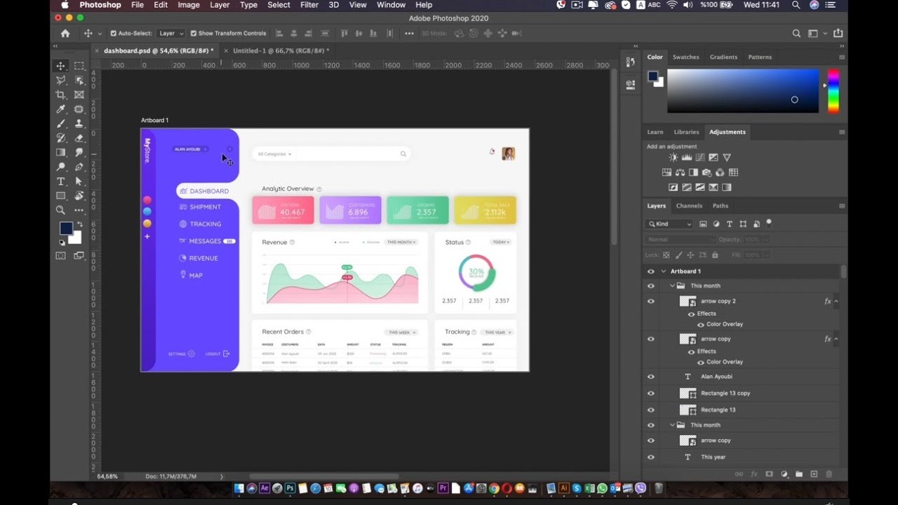 Working with BG and Mini Menu l Website UI Screen l Photoshop l Class34 ...