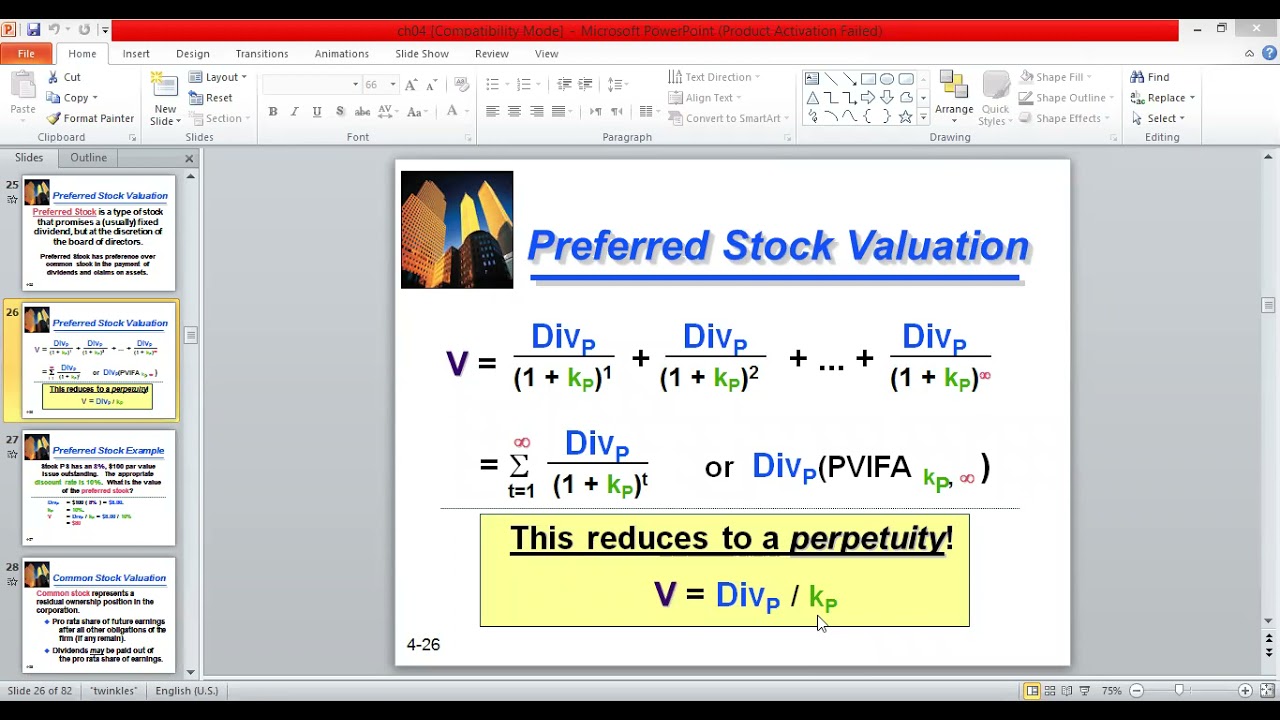 Long Term Securities/Ch.4/Valuation of Preferred Stock