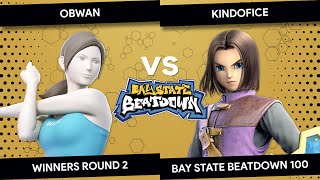 Bay State Beatdown 100 - Obwan Wii Fit Trainer Vs Kindofice Hero - Winners Round 2