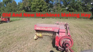 Square Baling Hay With New Holland 273 And Parrish Agriturf Accumulator