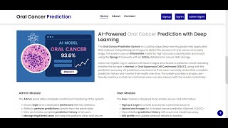 Details Oral Cancer Prediction Project using Deep Learning | Python Django Guide
