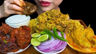 MUKBANG EATING||MUTTON HYDERABADI BIRYANI, CHICKEN LOLLIPOP