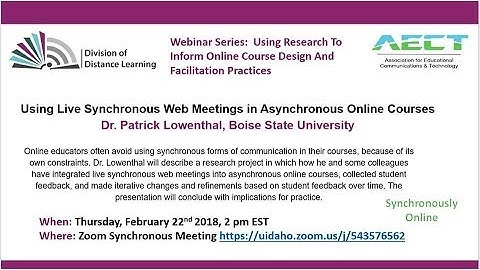 [AECT DDL Webinar] Using live synchronous web meetings in asynchronous online courses