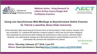 [AECT DDL Webinar] Using live synchronous web meetings in asynchronous online courses