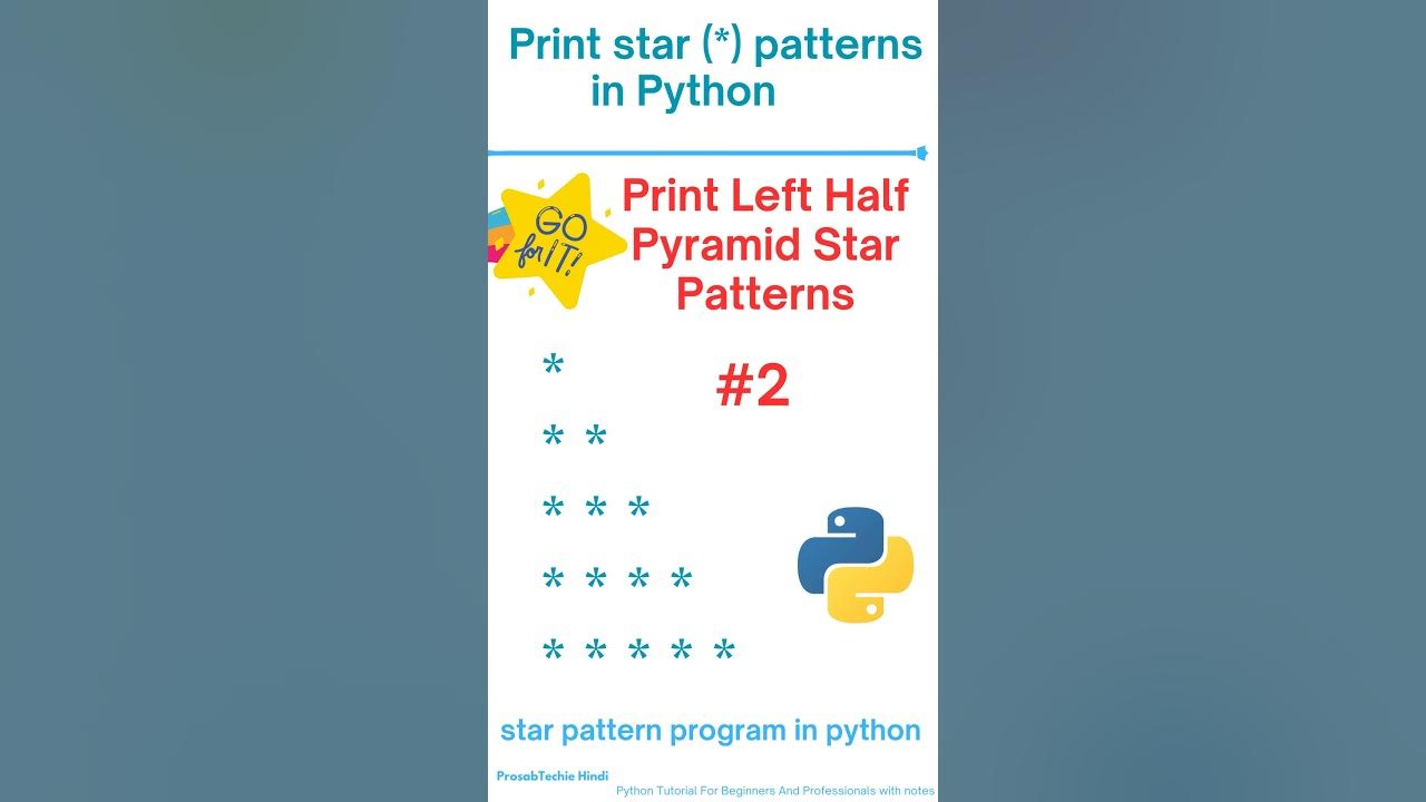print left half pyramid star * patterns in python - 02 #pythonshorts # ...