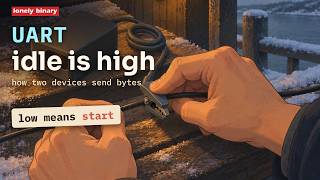 UART explained: the line idles high, and a start bit is low
