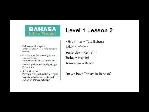 Learn Bahasa Indonesia Level 1 lesson 2 (Adverb of time, Basic Verbs ...