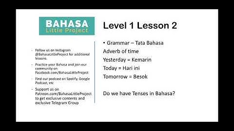 Learn Bahasa Indonesia Level 1 lesson 2 (Adverb of time, Basic Verbs Bahasa Indonesia)