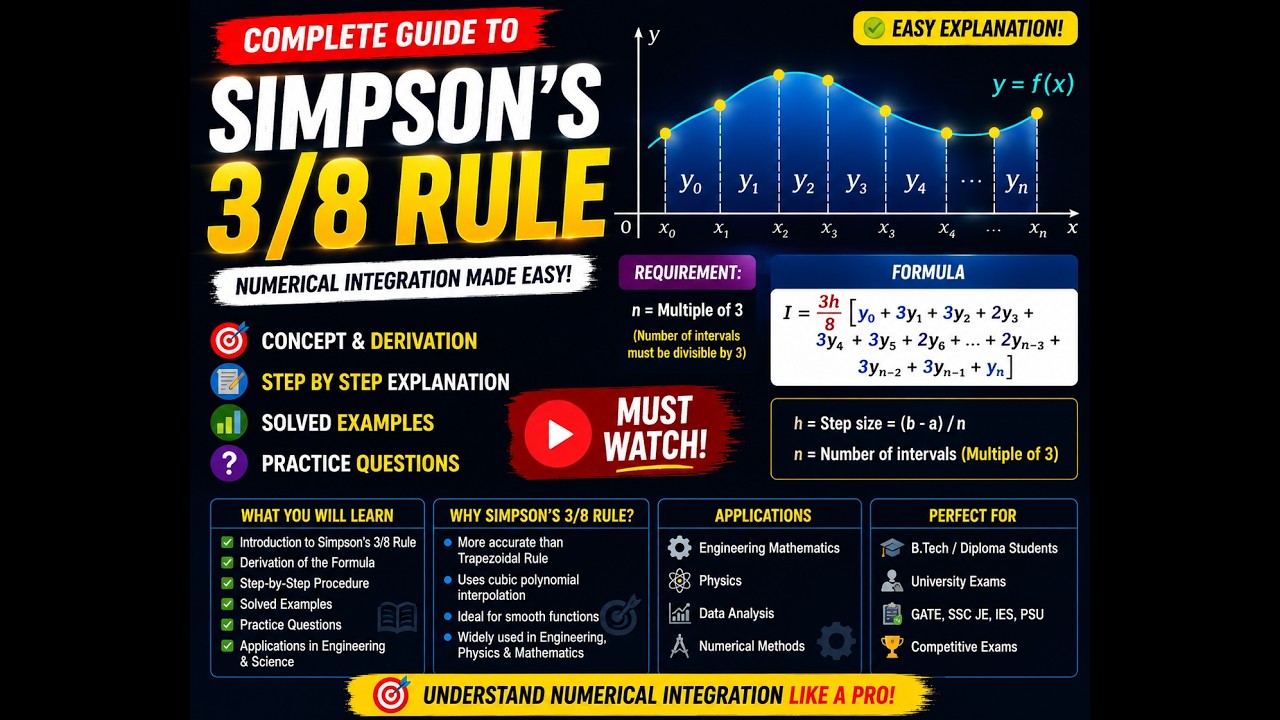 Simpson 3/8 Rule Explained | Numerical Integration Made Easy