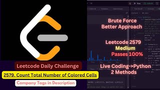 2579. Count Total Number Of Colored Cells- Day 5 Leetcode March- Python - Simple Explanation