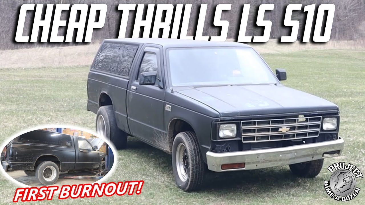 FIRST BURNOUT! The DIRT CHEAP LS Swapped S10 Drag Truck leaves its mark on my Dads Garage! YouTube