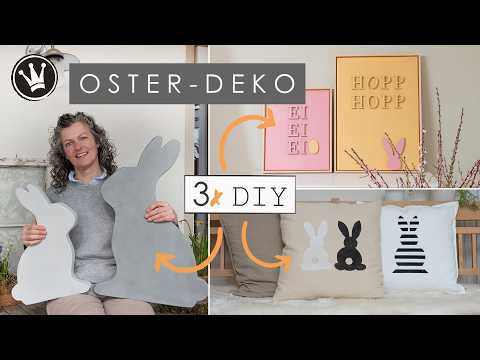 DIY: 3 GENIUS EASTER DECORATION IDEAS | XXL concrete bunny | Canvas picture to make you smile | c...