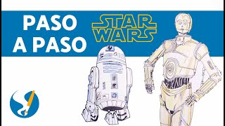 Aprende a DIBUJAR a R2-D2 y C-3PO 🔵🔴 (Dibujo de ARTURITO y CITRIPIO para PRINCIPIANTES)