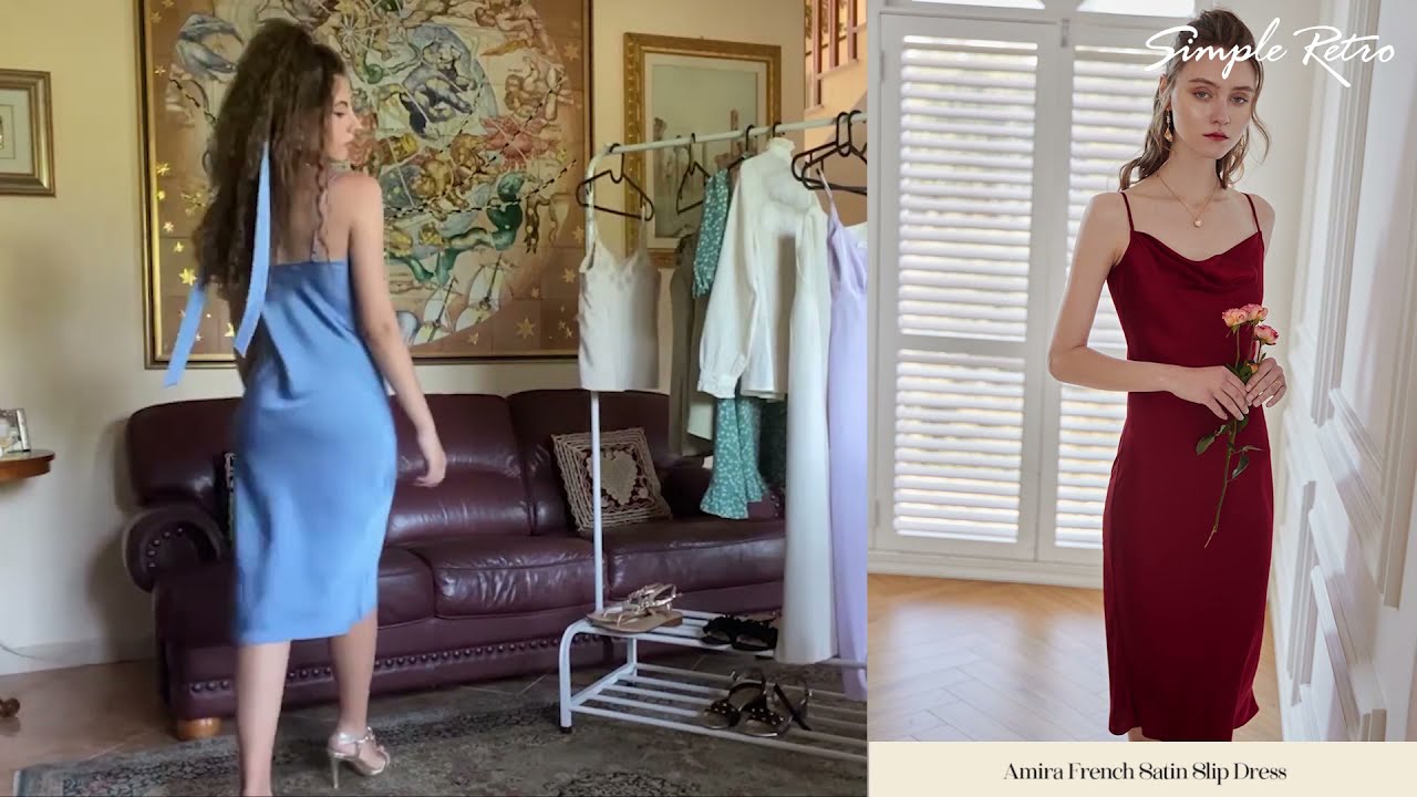 Simple Retro 2021 A/W Review with @Martina Pellicoro | Amira French Satin Slip Dress