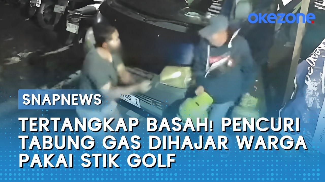 Tertangkap Basah! Pencuri Tabung Gas Dihajar Warga Pakai Stik Golf