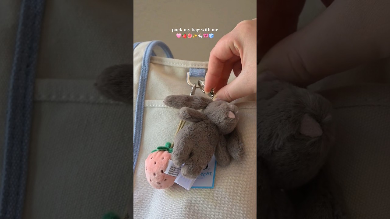 pack my bag with me 🩷🍓🌺✨️🐇🎀🧊 