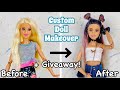 Custom Barbie Doll Makeover Transformation!🤩 + Giveaway! My Fans Decided! Ombre Color Hair| Repaint