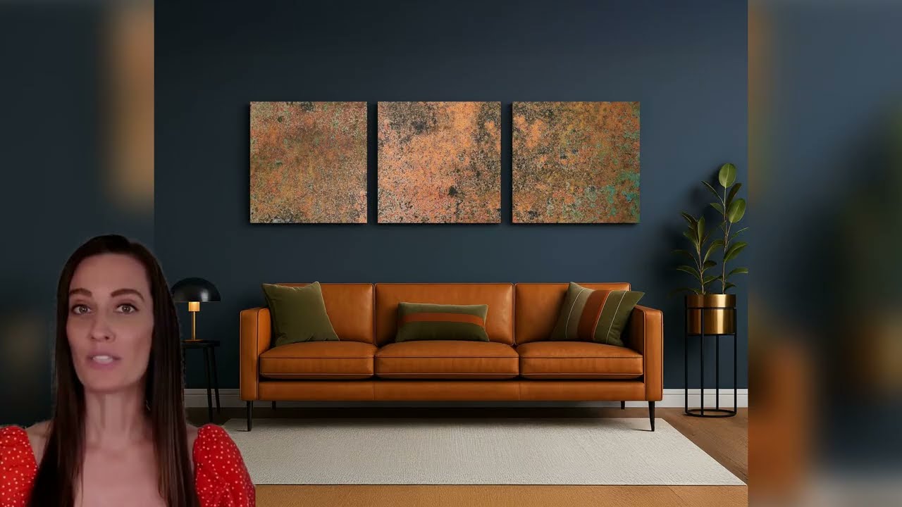 Echte Kupfer Wandkunst – 3-teiliges Metall Wandbild – Mystic Copper Nebula – Abstrakte Patina Deko