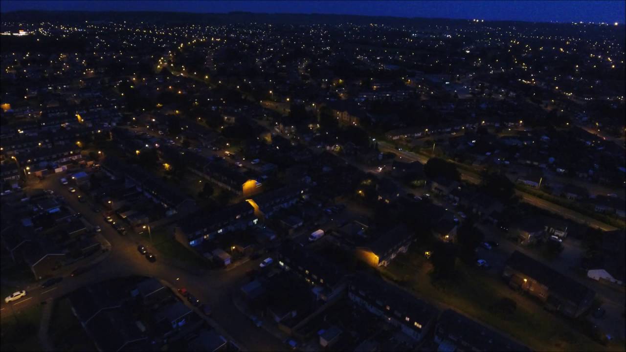 View over Marsh Farm Housing Estate, Luton, Bedfordshire tonight YouTube
