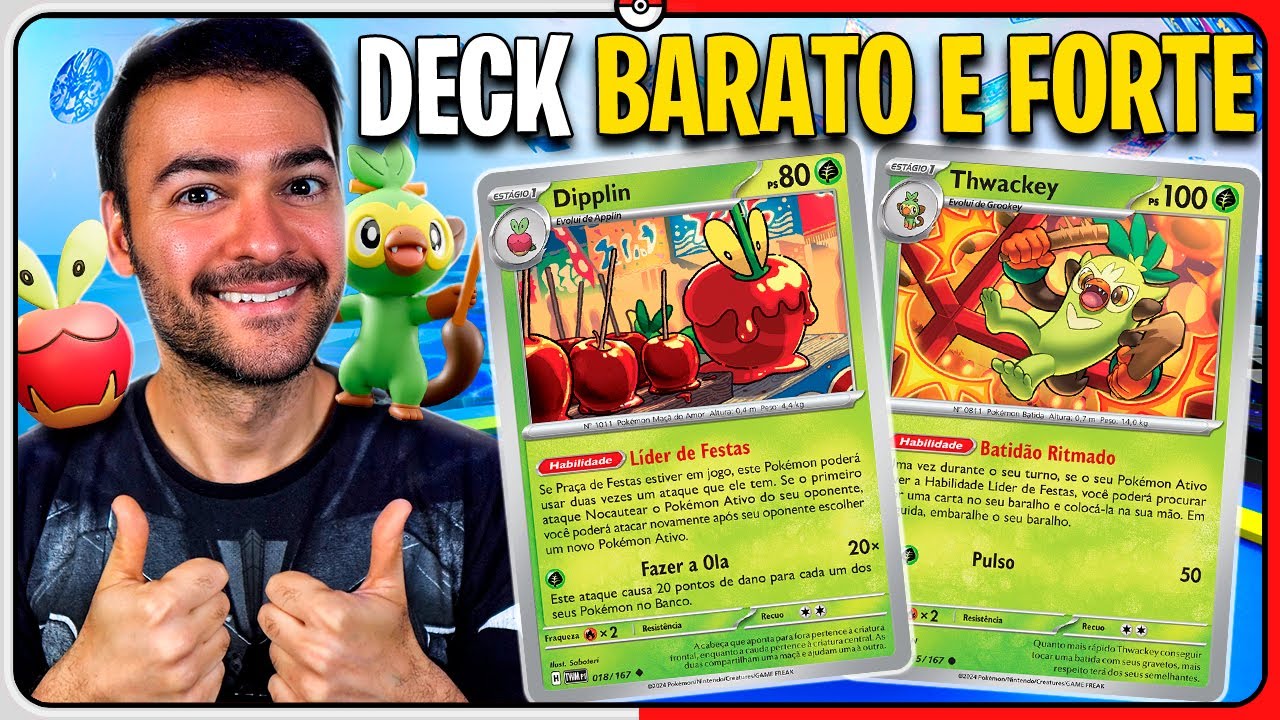 Pokémon TCG LIVE: Deck BARATO e FORTE do FESTIVAL com Dipplin + Thwackey | Estudo de Deck #58