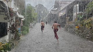 heavy rain in my cold village | nonstop rain all day | fell asleep instantly to the sound of rain