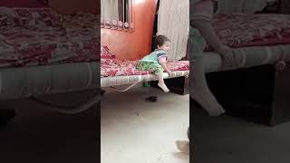 cute baby getting down of the bed #best moment #cute baby