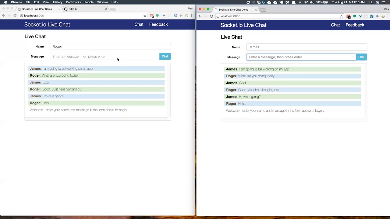 Socket.io Live Chat Demo YouTube