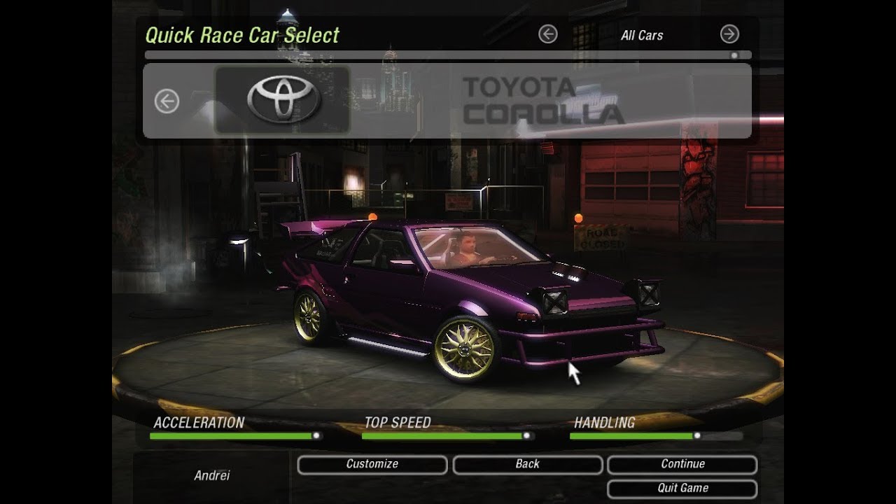 Nfs underground 2 toyota corolla настройка