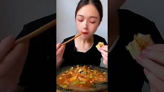 Eating Noodles Flavor Spicy With Dumplings