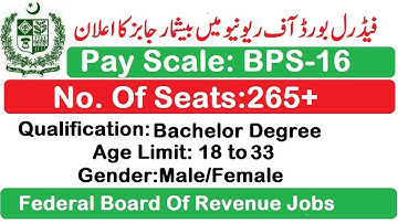 FPSC Latest Custom Inspector/Intelligence Officer Jobs In FBR | Federal Board of Revenue Jobs 2019