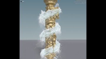 Houdini20.5 production of water dragon around column calculation and rendering XPU hip