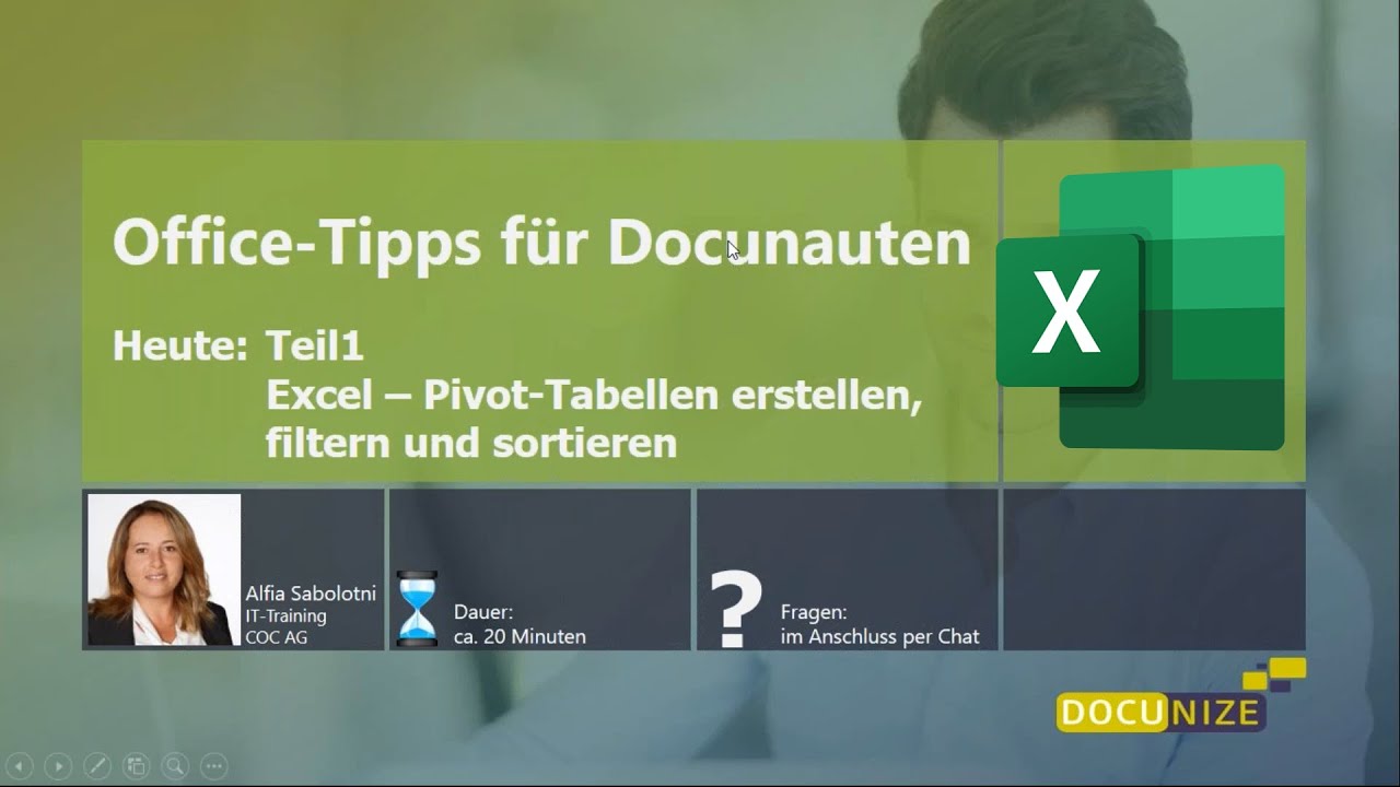Office Webinar Excel Teil 1 Pivot Tabellen Erstellen Filtern