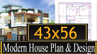 43 X 56 Latest Modern House Plan & Modern Elevation Design in 2024