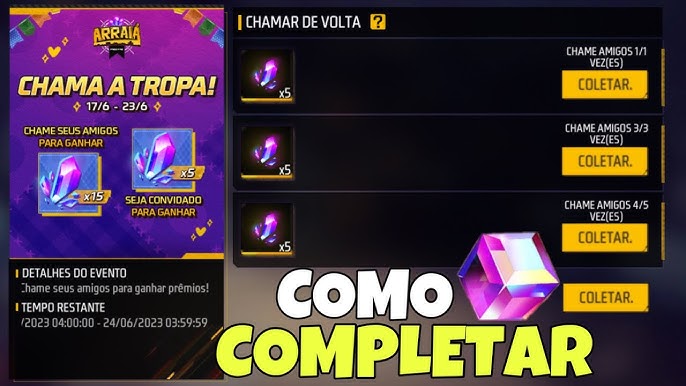 Chamar de Volta Free Fire junho 2022: convide amigos e ganhe recompensas