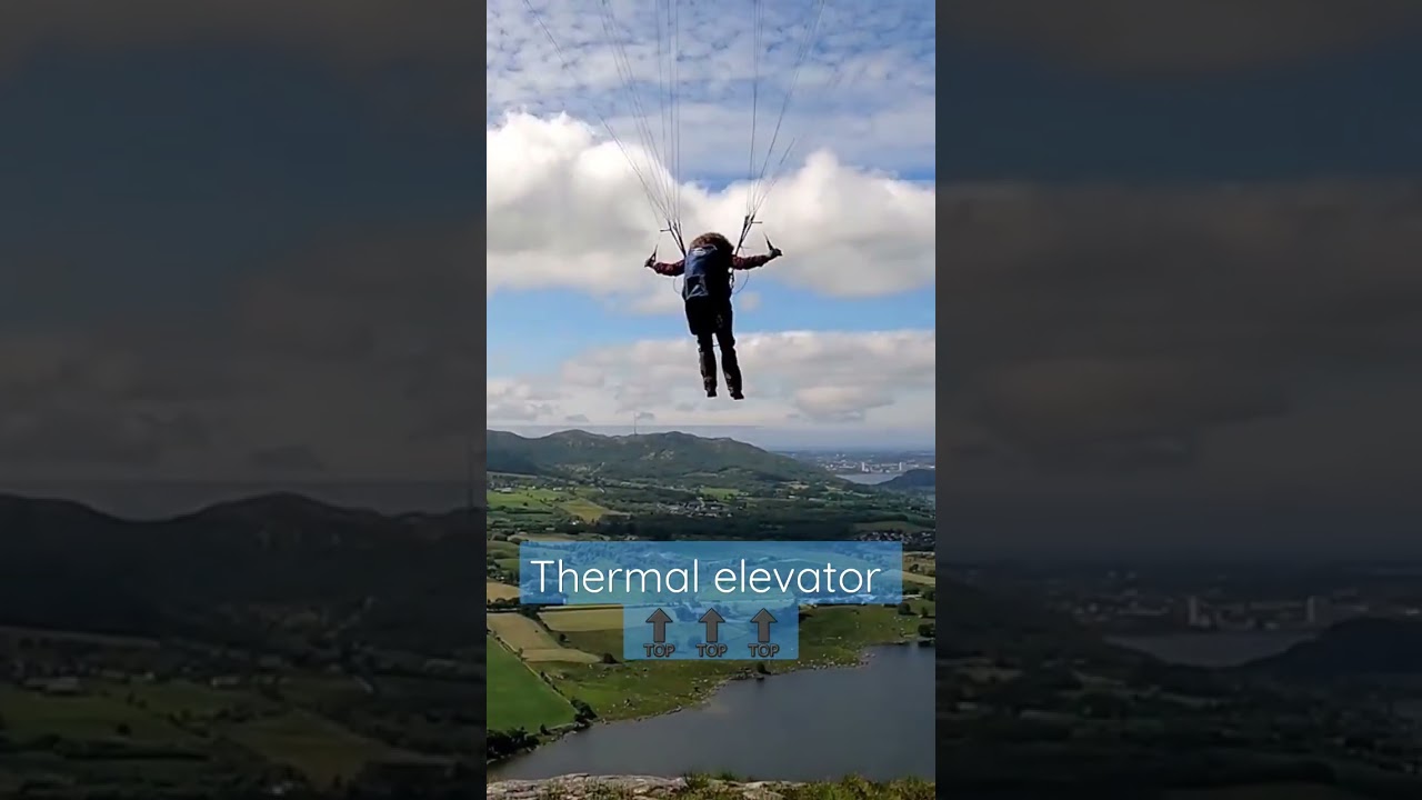 A Paragliding Girl's Strong Thermal Takeoff