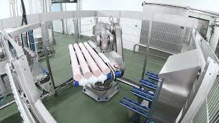 Robot slicer is a world first - Automated slicing of 1.5-meter-long sausages.