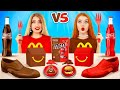RICH Food VS BROKE Food Chocolate Challenge! Epic Girls War with Chocolate Layers by RATATA BOOM