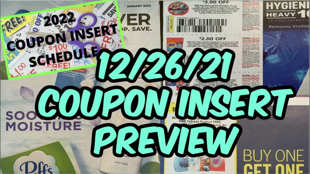 12/26/21 COUPON INSERT PREVIEW PRINTABLE 2022 COUPON INSERT SCHEDULE! YouTube