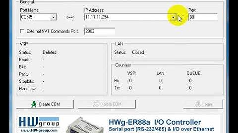 Configure HW virtual serial port app