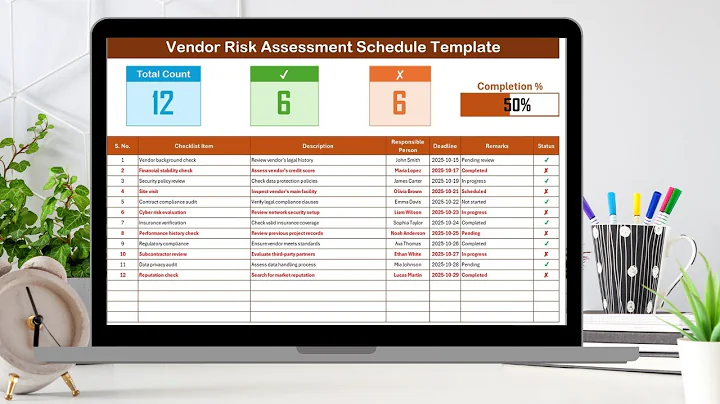 Vendor Risk Assessment Schedule Checklist in Excel