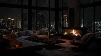 Ultimate Relaxation: Heavy Rain on Windows, Cozy Fire, and Nighttime Cityscape 🌧️🔥