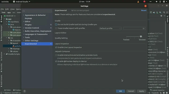 How to enable tasks  gradle in Android Studio Arctic Fox