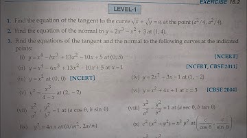 EX 16.2 Q 1 TO Q 3 (i to xi)SOLUTIONS OF CHAPTER 16 TANGENT AND NORMAL RD SHARMA CLASS 12