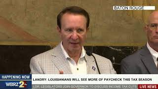 WATCH: Landry, other state officials say Louisianans will see more of their paychecks this season