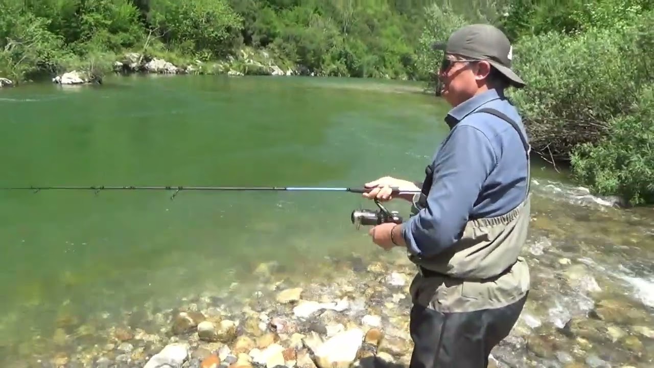Pescando Salmón en el Coto La Cruz en el Río Sella en Asturias Paraíso Natural.