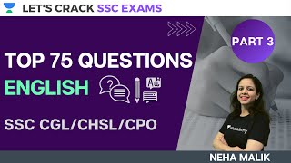 Top 75 Questions | English | SSC CGL/CHSL/CPO | SSC Exams 2020/2021/2022